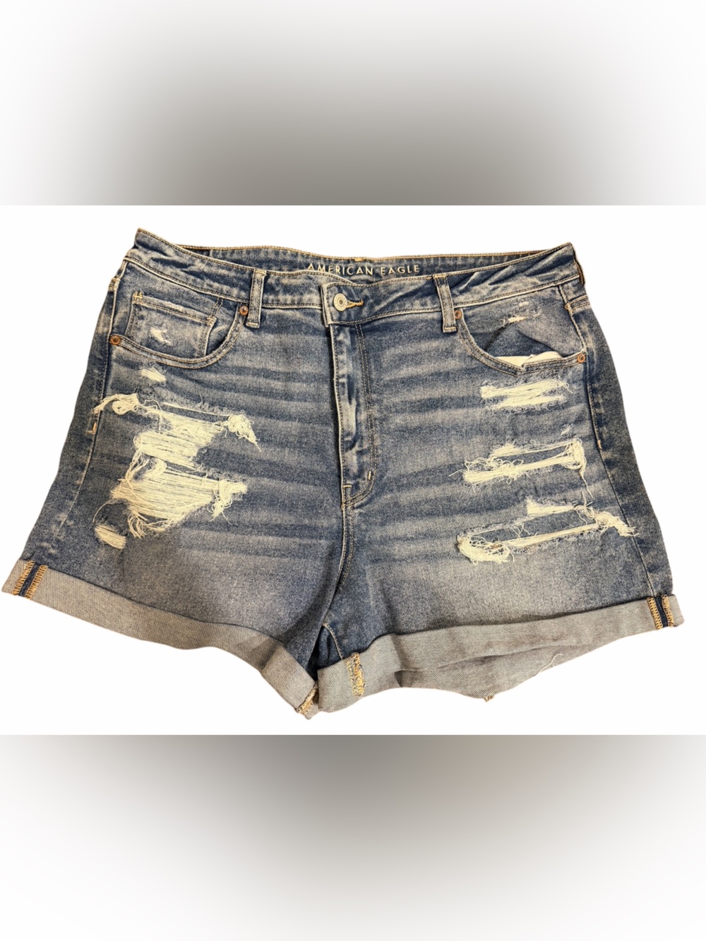American Eagle Outfitters Distressed Blue Mom Denim Jean Shorts